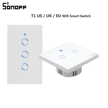 ITEAD Sonoff T1 NAS EU UK Smart WiFi RF / APP / Touch Kontrole Stenska Stikala za Luč 1 /2 /3 Banda Steno Dotik Stikala Pametni Dom
