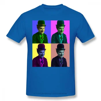 Štiri Barve Tiskanja Bombaža T-Shirt Chaplin Strip Igralec Moški Modni Ulične