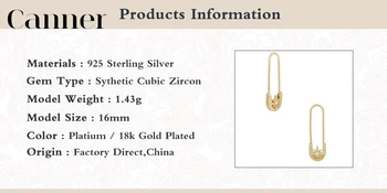 Canner 925 Sterling Srebro Stud Uhani Za Ženske Ustvarjalne CZ Mini Pin, Vzorec Earings Fine Nakit Piercing pendientes W5