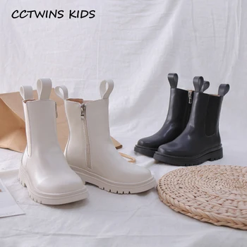 CCTWINS Otroci Škornji 2020 Jeseni, Pozimi Otrok Modni Škornji Baby Dekleta blagovno Znamko Črni Čevlji Toddlers Pu Usnje, usnjeni Čevlji FB1841
