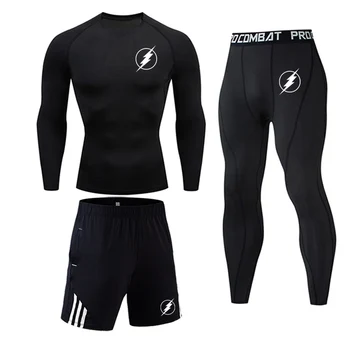 NOVI Flash Mens Stiskanje Teče hlačne Nogavice Vadbo Fitnes Usposabljanja Trenirko Majice z Dolgimi Rokavi Šport Oblačila Oblačilo Moški