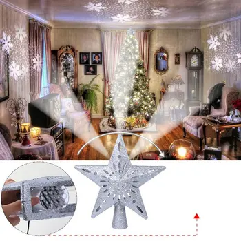 Zvezda Oblike Projekcija Žarnice Božično Drevo Okraski Snežinka Projektor Noč Svetlobe LED Drevo Top Luč Obesek Počitnice Razsvetljavo