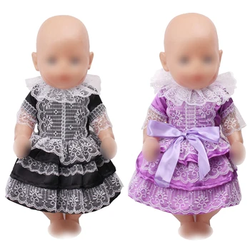 43 cm baby lutke Obleko novorojenčka Black čipke večerno obleko Otroške igrače krilo fit Ameriški 18 inch Dekleta lutka f387