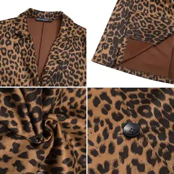 ZANZEA Jeseni Mode Leopard Tiskane Plasti Žensk River Jopiči Dolg Rokav Outwears Ženski Gumb Površniki Plus Velikost Tunika
