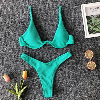 Sveže sadje Zelena Seksi Ženske Bikini Komplet Novih Push Up Kopalke Bikini Vroče Prodaje Ženske kopalke Plažo, Plavanje Obleko 2 kosa