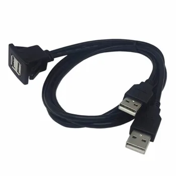 Novo USB2.0 Podometno Montažo Kabla 1M/2M Dvojno/Single Vrata USB Podaljšek Flush nadzorno ploščo Plošča Gori Kabel za Avto, motorno kolo, Čoln