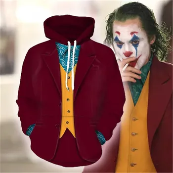 2019 Film Joker Arthur Fleck Hoodie Cosplay Hip Hop Hooded Majica Kapičastih Pulover S Kapuco Kostum Moški Ženske Clohting Jopiči Vrh