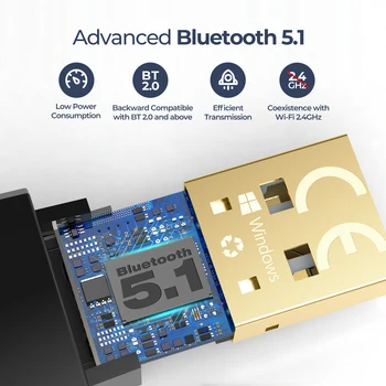 Mpow BH519 Bluetooth 5.1 USB Adapter USB Oddajnik In Sprejemnik 2 v 1 Bluetooth Dongle za Prenosnik Namizni Slušalke Zvočniki