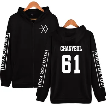 EXO kpop hoodie KAI CHANYEOL baekhyun D. O. postaviti xiumin natisnjeni Hoodie ženske študentov dekleta black zadrgo hooded jakna s kapuco xxs