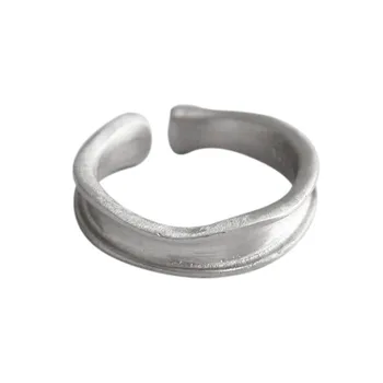 F. I. N. S korejski Moda 925 Sterling Silver Obroči za Ženske Dveh odtenkih Nezakonitih Mat Brušeno Prst Prstan Srebro 925 Fine Nakit
