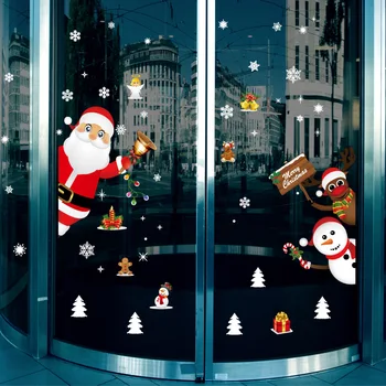 Božič stenske nalepke starec snežaka elk trgovina okraski steklo za darilo zidana nalepke Za Otroke, Soba Vrata Doma Dekor