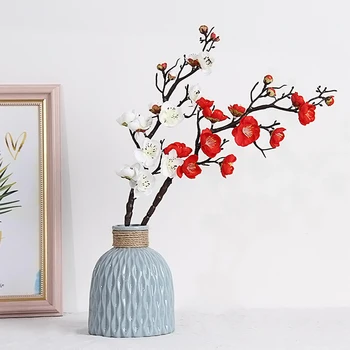 Cherry Red Plum Blossom Svile Umetno Cvetje Plastičnih Podružnica Doma Poroko DIY Dekoracijo Pene Božič Berry Ponaredek Cvetje