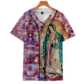 Naše Gospe Iz Guadalupe Devica Marija Katoliške Mehika vrhunska Športna Majica s kratkimi rokavi Moški Poletje Baseball T-shirt Harajuku Tshirt Oblačila