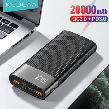 KUULAA Moči Banke 20000mAh QC PD 3.0 PoverBank Hitro Polnjenje PowerBank 20000 mAh USB Zunanji Polnilec Za Xiaomi Mi 10 9