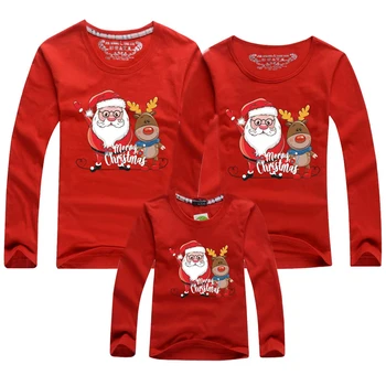 2020 Božič Družinski Oblačila Božič Bombaž Drevo Tiskanja Dolgo Sleev T-majice Mati, Hči Očeta, Družino Ujemanja Obleke