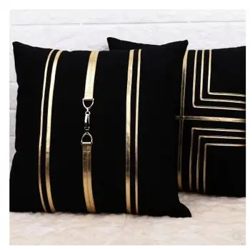 Črna volnene blazine pokrov luksuzni prevleke dekorativni zlate sponke proge ledvenih blazino kritje doma dekor