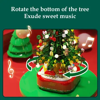 486 Kosov Zbrati Božično Drevo Music Box Vrtenjem Glasbe Polje Sestavljeni Gradnik Izobraževalne Igrače Darilo Za Otroke, Otroci