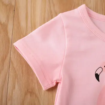 Imcute 2020 Novorojenčka Srčkan Flamingo Malčke Baby Girl Obleke Vrhovi T-majica, Hlače, Obleke Nastavite Poletje 0-4T