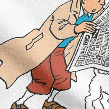 Moški Tee Majica Saprist Super Bombaž Tees The Adventures of Tintin Tshirt O Vratu Plus Velikost Oblačila