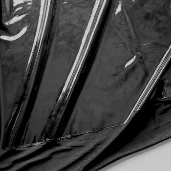 Zrcalna površina Stretch Plesti spandex podloga, Elastičen Sijajni Črna Faux Usnja PU materiala material za oblačila, kratke hlače