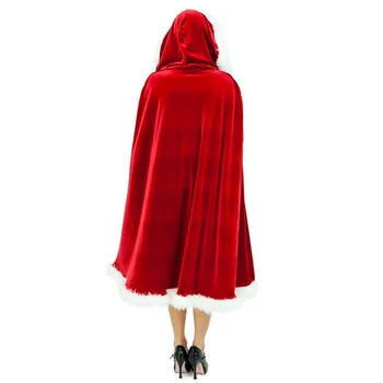 Ženska Krzno Trim Božič Santa Claus Plašč Božič Kostum seksi Rdeče Poročne Cape Plašč Dame Oblačenja Cape Zimsko Poroko Hooded del