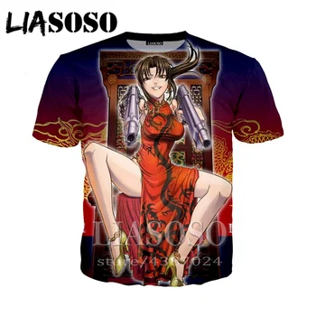 LIASOSO Poletje Japonski Anime Majica moška Oblačila 3D Tiskanja Žensk Priložnostne Tesen T-shirt 2020 Hip Hop Modo Tee Black Lagoon