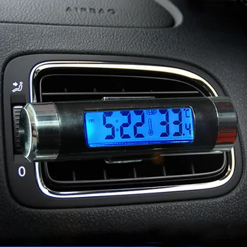 2v1 Avto Digitalni LCD Ura & Temperatura Modra Osvetlitev ozadja Za BMW E46 E39 E90 E60 F30 Peugeot 206 307 308 207 Chevrolet Cruze