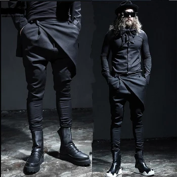 Edinstven design Yamamoto hlače korejski čevlji priložnostne tesen hlače slog modna pričeska slim moda Yao Si osebnost