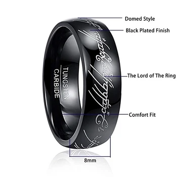 2021 8 mm Volframov Karbid Obroča Črna Moda Preprosto Udobje, Fit Poročni prstan Prstan za Moške, Ženske Vroče Prodati Velikosti 7 Do 12
