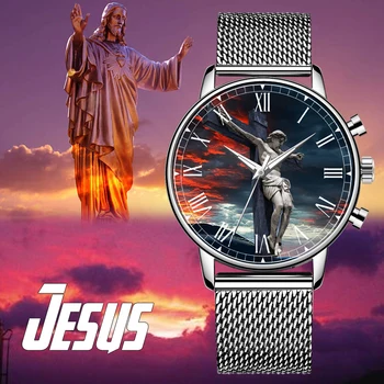 2020 Novi Jezus Gledal Moški Usnjeni Pašček Ure Preprost Podjetja iz Nerjavečega Jekla ročno uro Quartz ura