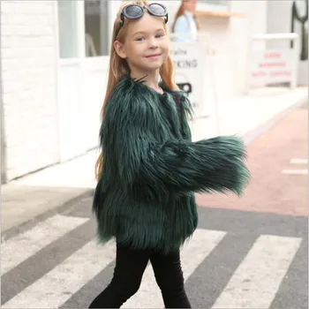 2018 nove zimske otroci Pozimi Specializiranimi za umetno Krzno Plašč dekleta imitacija krzna, plašč fox debel Toplo baby plišastih oblačila Dekle razburjenje Oblačila