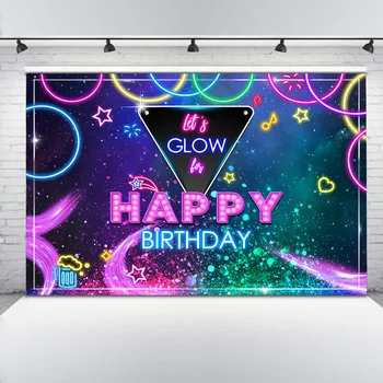 Žareče Happy Birthday Party Ozadje Dekoracijo Naj Rastejo Hip Hop Bleščice Bleščečih Rojstni dan Ozadja Neon Galaxy Photobooth