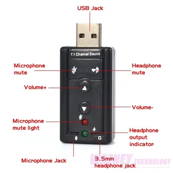 Zunanji USB 3D Avdio USB Zvočno Kartico Adapter 7.1 Kanalni Profesionalni Mikrofon Slušalke 3.5 mm Za Win XP / 78 Android Linux