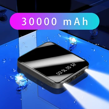Mini Power Bank 30000mAh Prenosni Hitro Polnilnik Powerbank Celoten Zaslon Digitalni Prikaz Moči Banke Zunanji Baterijski Paket Poverbank