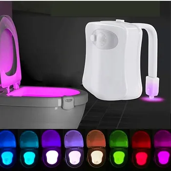 Ponoči, Svetlobni Senzor Wc Lučka 8 Barve Ozadja Toilet Bowl LED Luminaria Nočna Lučka za PIR Smart Noč Lučka Lučka za Otroka