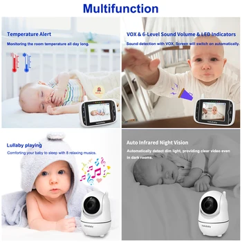 HelloBaby Video baby monitor zaslon HB66 s 3,2 Palčni Zaslon Dve Govori-Nazaj Sistem,Pan-Tilt-Zoom Night Vision Baby Videi Monito