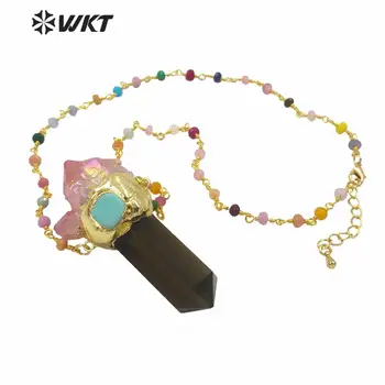 WT-N1255 Debelo edinstveno druzy gruče quartz točke ogrlica za ženske modni zlato velik, močen duh točke ogrlica