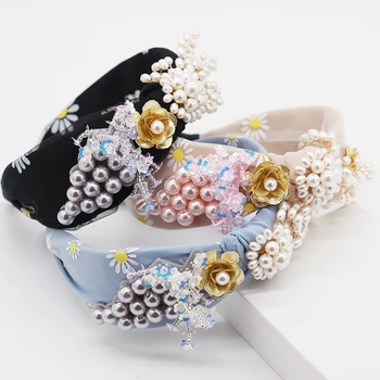 Novih čezmejnih modno osebnost preprosto ročno izdelane kroglice kroglice pearl listi, veje tassel ženske poročne lase band 811