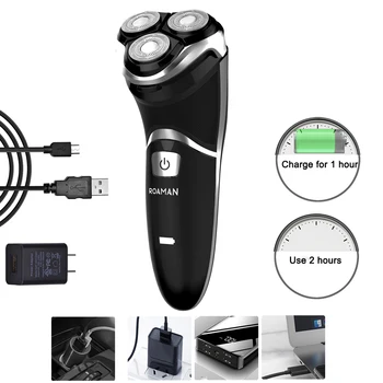 Roaman S6101 Električni Brivnik za Nego Obraza Stroj USB Kabel za Polnjenje Trojno Rezilo 3D Brivniki, Električni Britje Brado Stroj