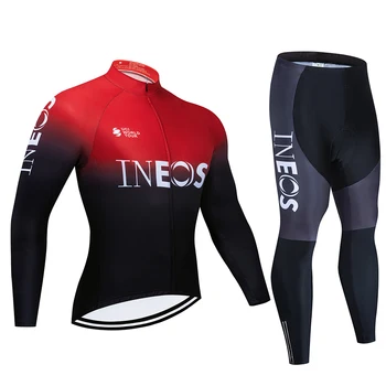 Pro team 2020 INEOS Long sleeve Kolesarjenje Jersey bo Ustrezala Spomladi in jeseni, Kolesarski Dres Komplet zunanji moška športna dihanje