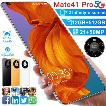 Mate41 Pro Pametni 7.2 palčni Globalni Različici Dual SIM Deca Jedro 6000mAh Android10 5G Mobilni Telefon Odklenjen Na Zalogi