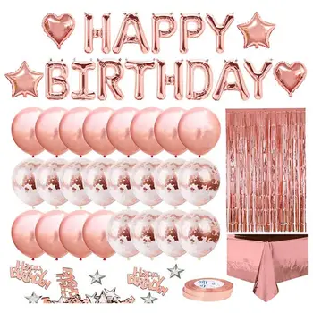 1 Nastavite Rose Zlata Balon Kompleti Za Rojstni Dan Dekoracijo Postavitev Blaga Happy Birthday Latex Stranka Baloni Dekor - Naključno Barvo