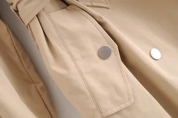 Nova Moda 2020 Jeseni Priložnostne Dvojno zapenjanje Coats Preprosta, Klasični Dolg Jarek plašč s pasom Elegantna Ženska windbreaker Vrhnja oblačila