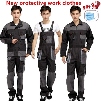 Nove hlače z oprsnikom kombinezon moških delo pajac zaščitna repairman trak jumpsuits hlače delovne uniforme plus velikost brez rokavov coverall