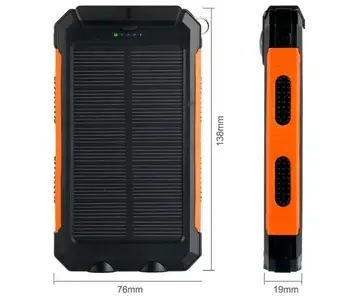 8000mAh LED Nepremočljiva sončne mobilne moč portable power bank Zunanji Baterijski Paket s kompas