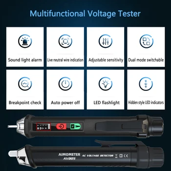 Brezkontaktno napetost detektor Inteligentni indikator LED 12v/48v-1000v občutljivost električni kompakten pero test svinčnik Bolje HT100E