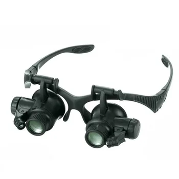 LED Očala povečevalna Head-Mounted Lupo Dvojno Eye Glasses Loupe Objektiv Zlatar Watch Popravila Meritev Z LED Lučka