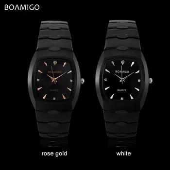 Moški quartz ure jekla poslovnih ure 2017 BOAMIGO blagovno znamko črna zapestnica darilo ročne ure 30 m nepremočljiva Relogio Masculino