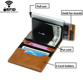 Cizicoco Novo Antitheft Moških In Žensk Imetnik Kreditne Kartice RFID Aluminija Poslovno Kartico sim Nori Konj PU Usnje MIni Denarnice