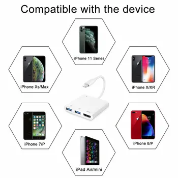 4 v 1 Vozlišče za iOS13 Združljivo z iPhone, iPad,8pin za HDMI Adapter,1080P Digitalni AV Ključ Polnjenje Port,USB OTG Fotoaparat Kit14
